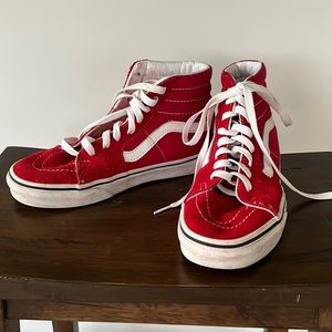 High Top Vans ~ Red~ suede & Canvas